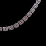 Baguette Square Link Necklace (White Gold)