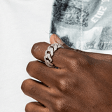 Prong Link Ring in White Gold