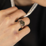 Square Signet Ring - White