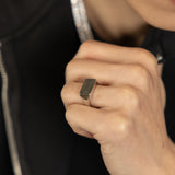 Rectangle Signet Ring - White