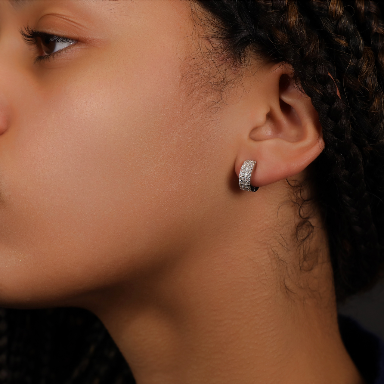 Huggie Hoop Earrings in White Gold