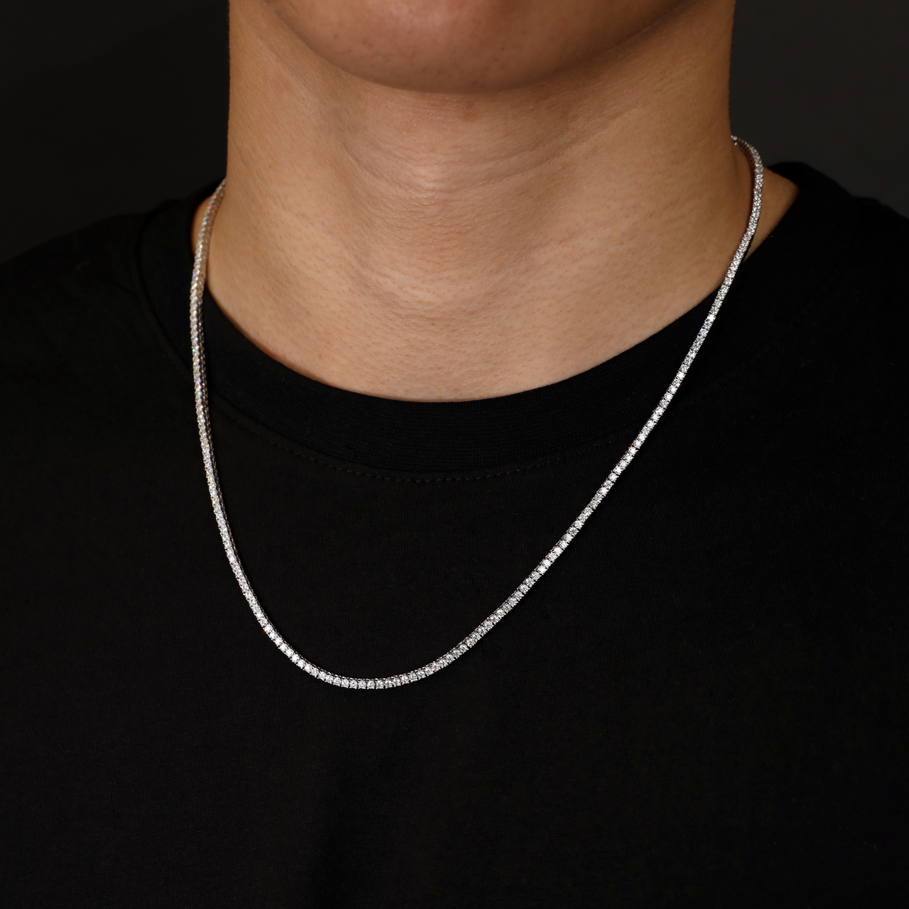 Micro Tennis Necklace in White Gold