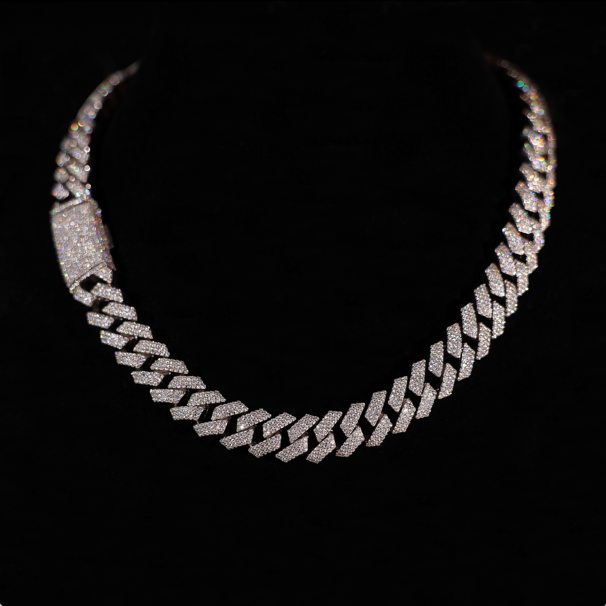 Silver Link Chain Necklace, 15mm Prong Cuban Link Chain (Silver)