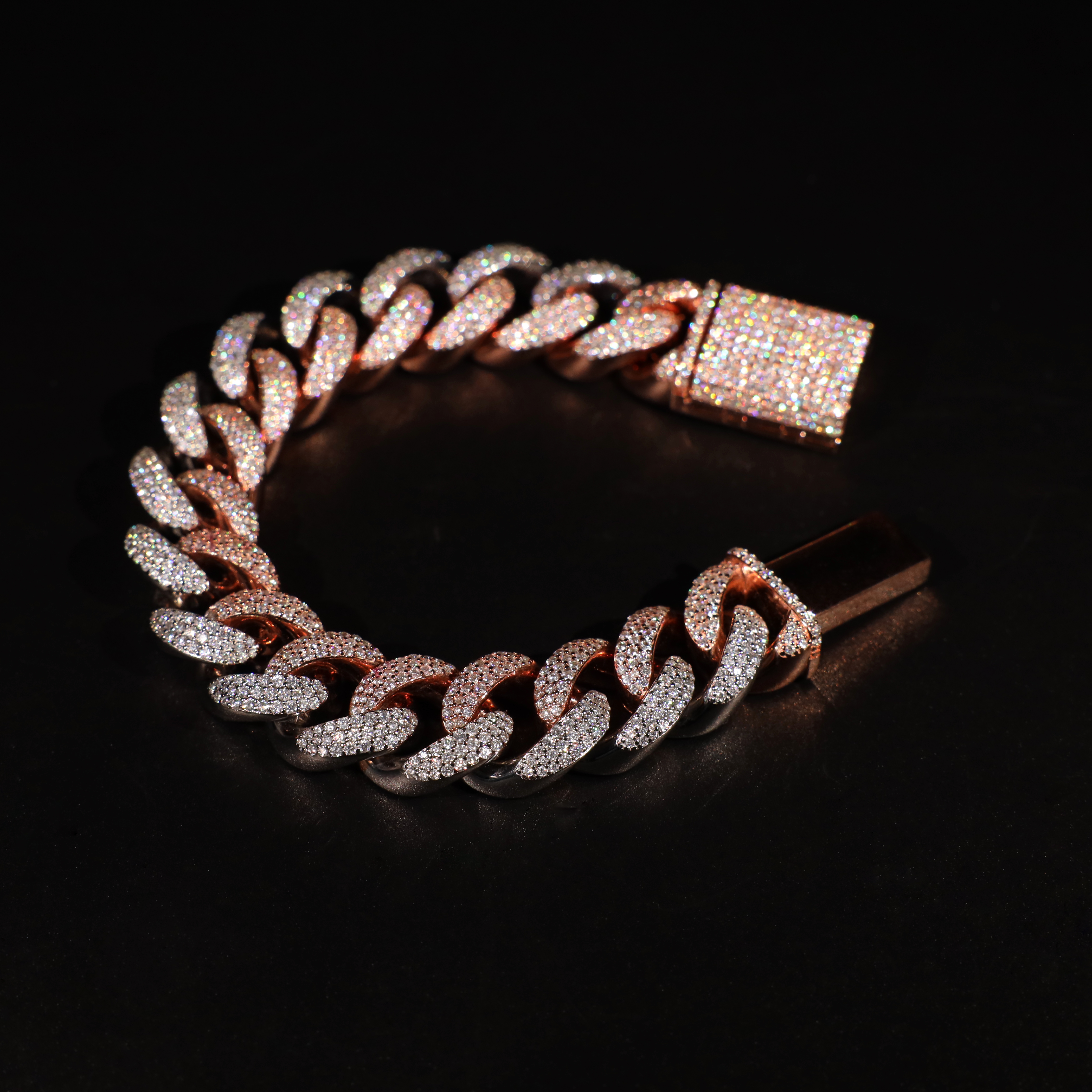 Two-Tone Cuban Chain, 15mm Miami Cuban Link Bracelet (Two-Tone)