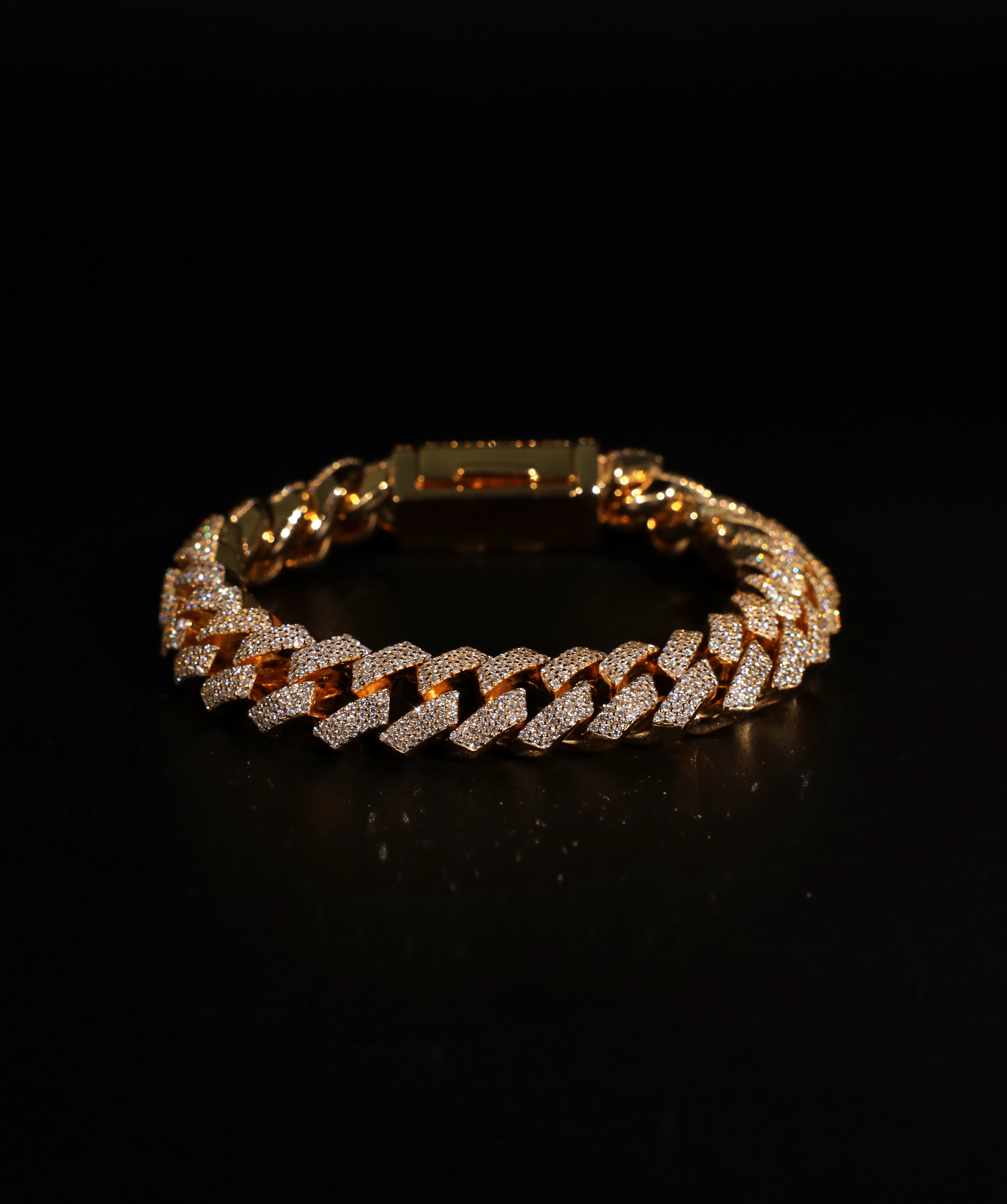 Prong Cuban Link Bracelet, 12mm Prong Cuban Link Bracelet (Gold)