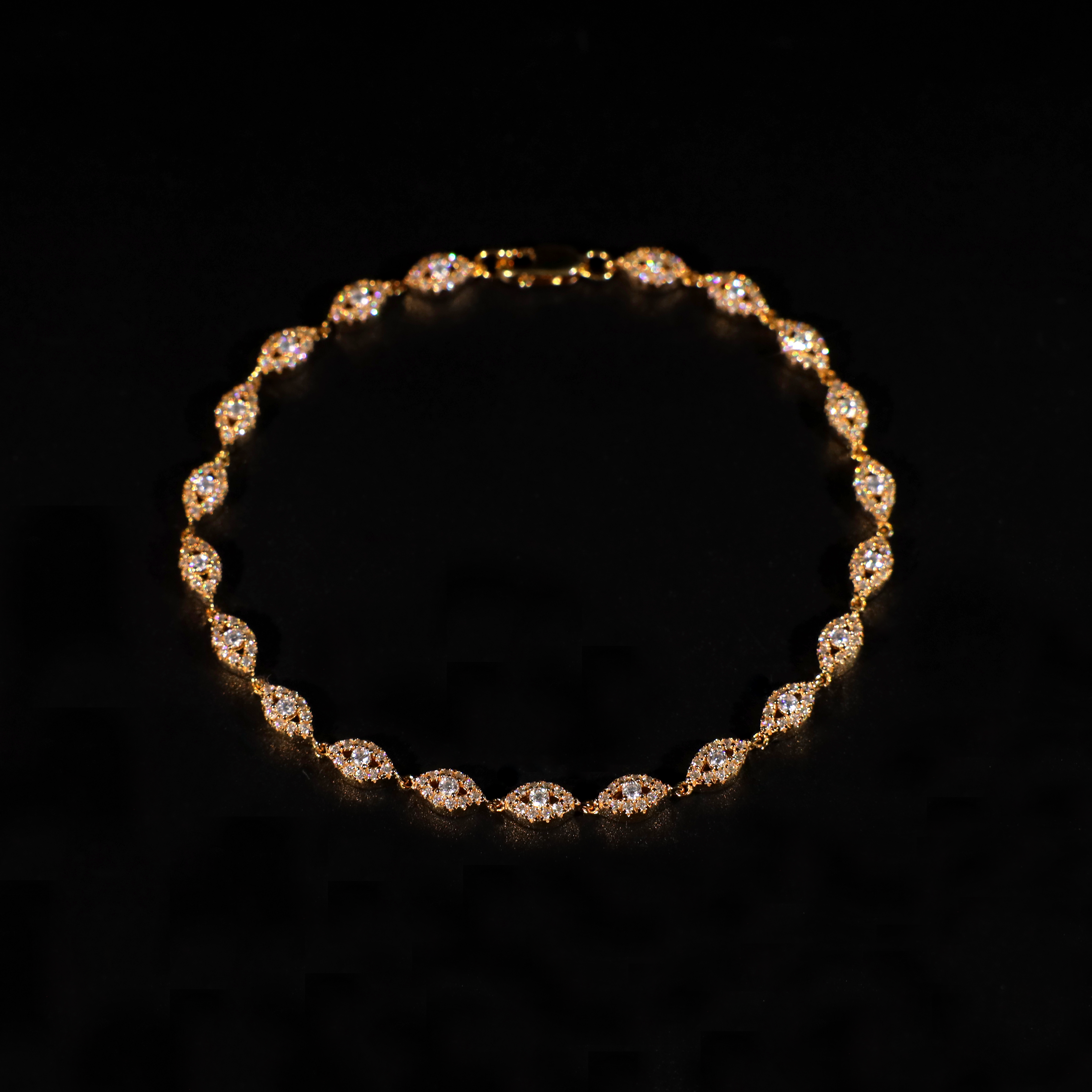 Gold Evil Eye Bracelet, 3mm Evil Eye Bracelet (Gold)