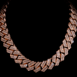 ICED London diamond-studded Cuban link necklace on a black background, close-up view highlighting pavé diamonds.