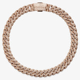 ICED London rose-gold diamond-encrusted Cuban link bracelet, luxury jewelry, close-up.