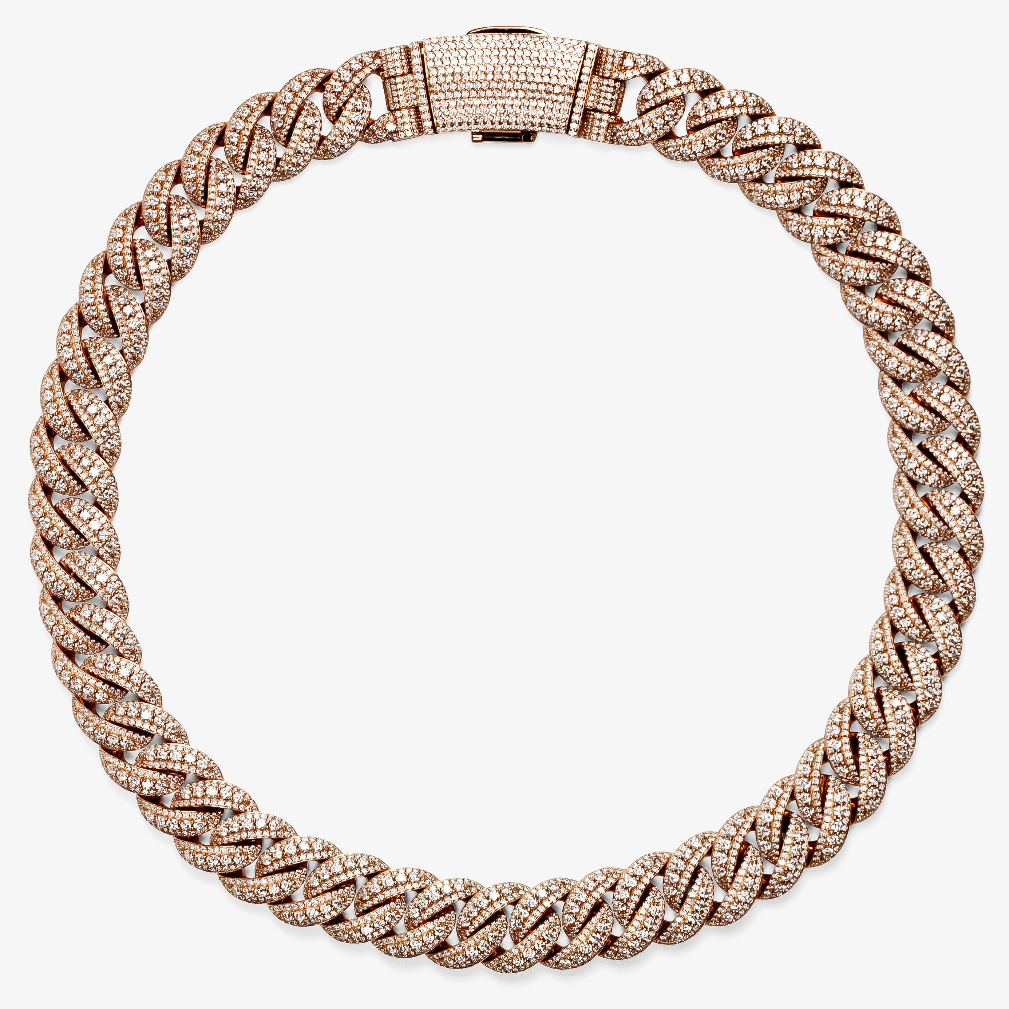 Iced London 20mm Raised Pointer Cuban Link Chain on a light grey background