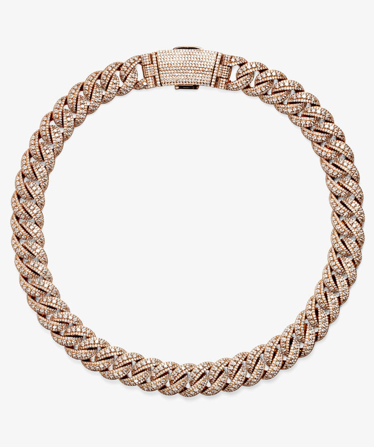 Iced London 20mm Raised Pointer Cuban Link Chain on a light grey background