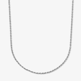 ICED London silver rope chain necklace, close-up of twisted link design.