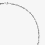 ICED London silver necklace with alternating bead and pavé diamond segments, on a white background.