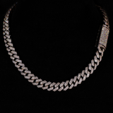 12mm Prong Cuban Link Chain (White Gold)