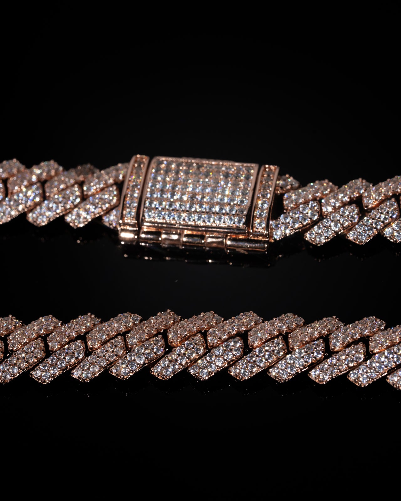 8mm Prong Cuban Link Chain (Rose Gold)