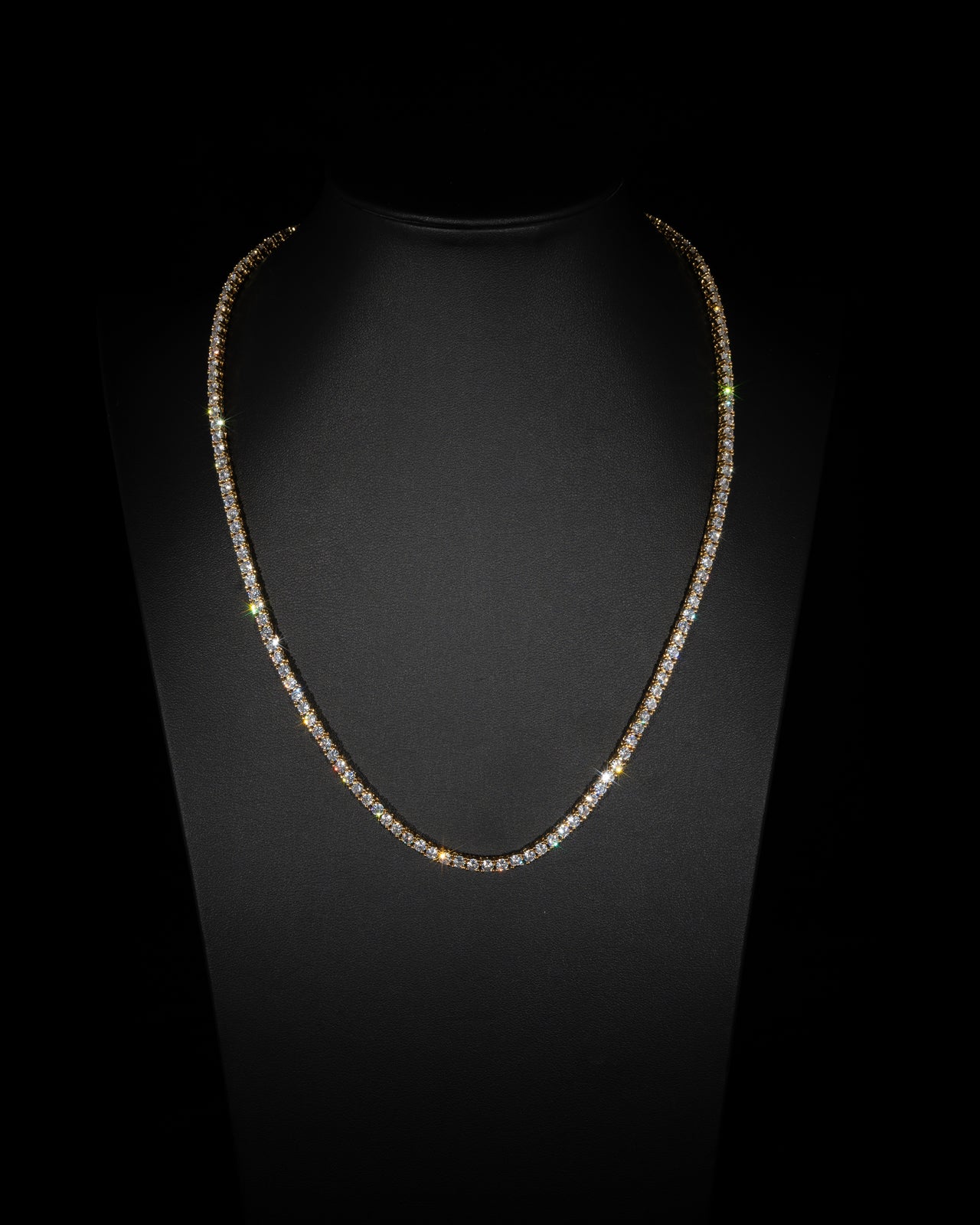 3mm Round-Cut Tennis Necklace in Yellow Gold