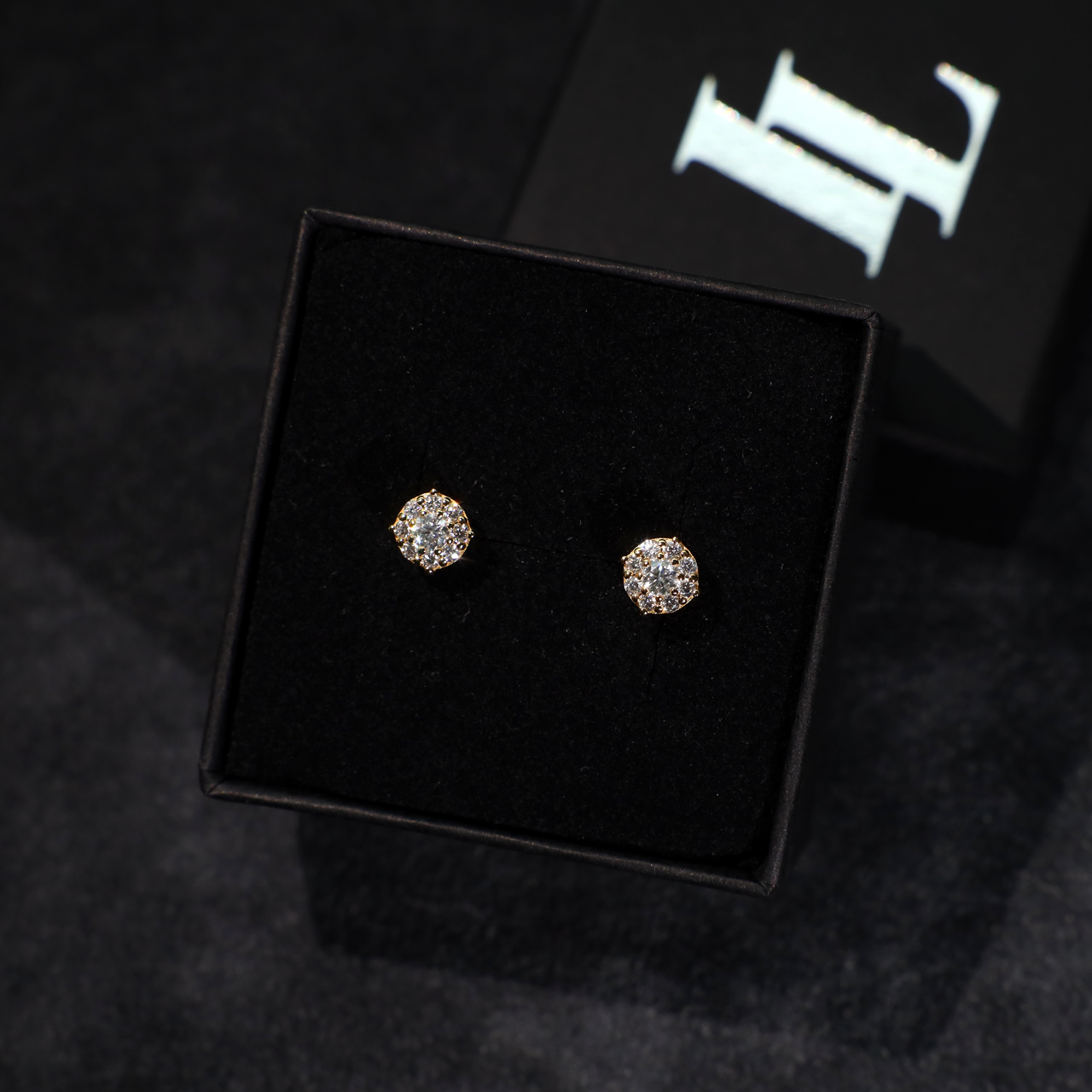 Cluster Stud Earrings in Yellow Gold