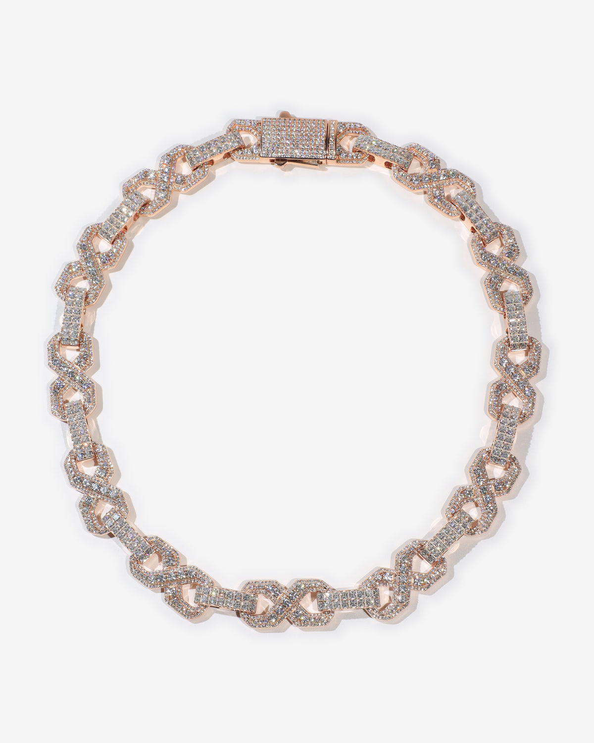 16mm Infinity Link Diamond Chain in rose gold — product detail