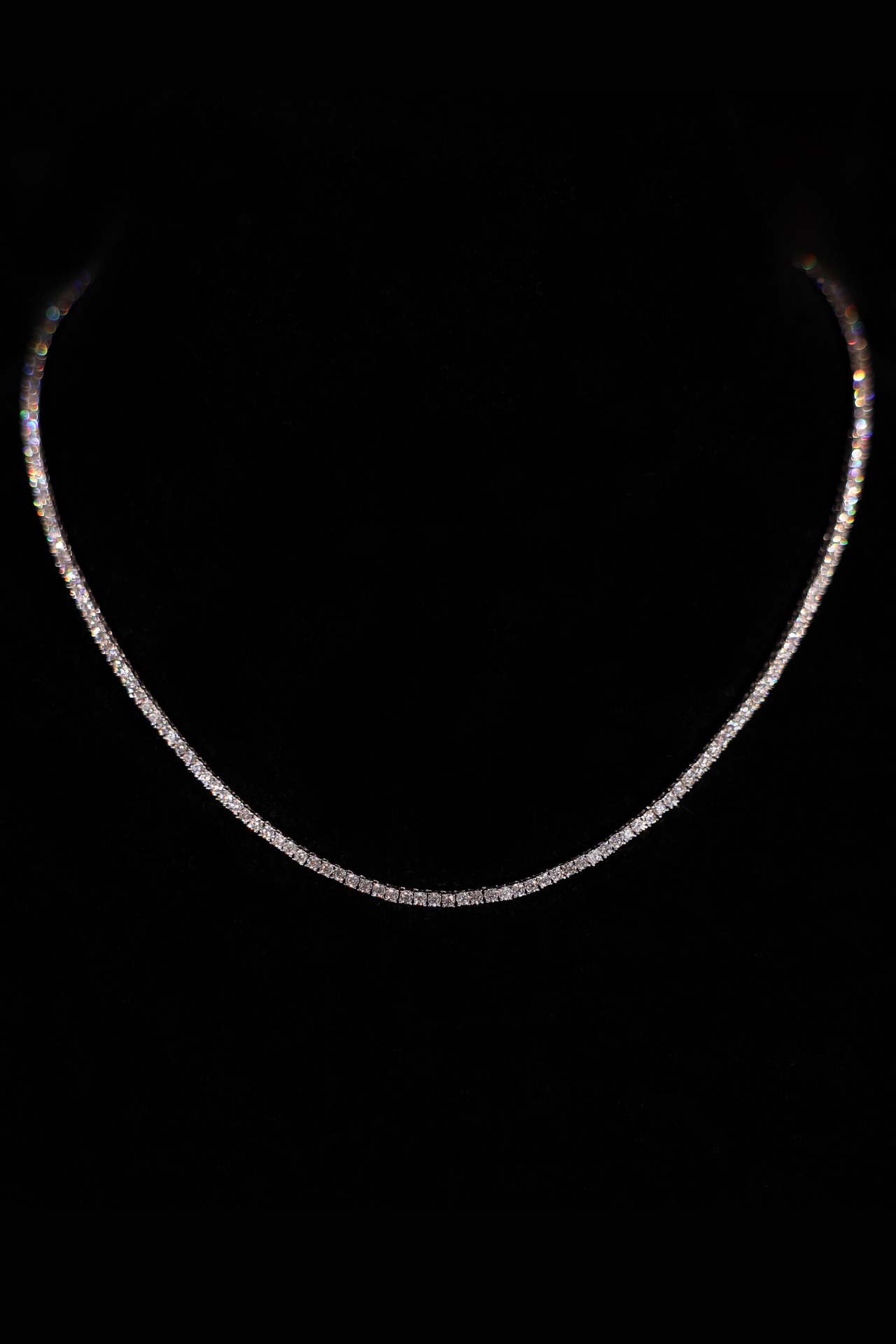 Micro Tennis Necklace in White Gold