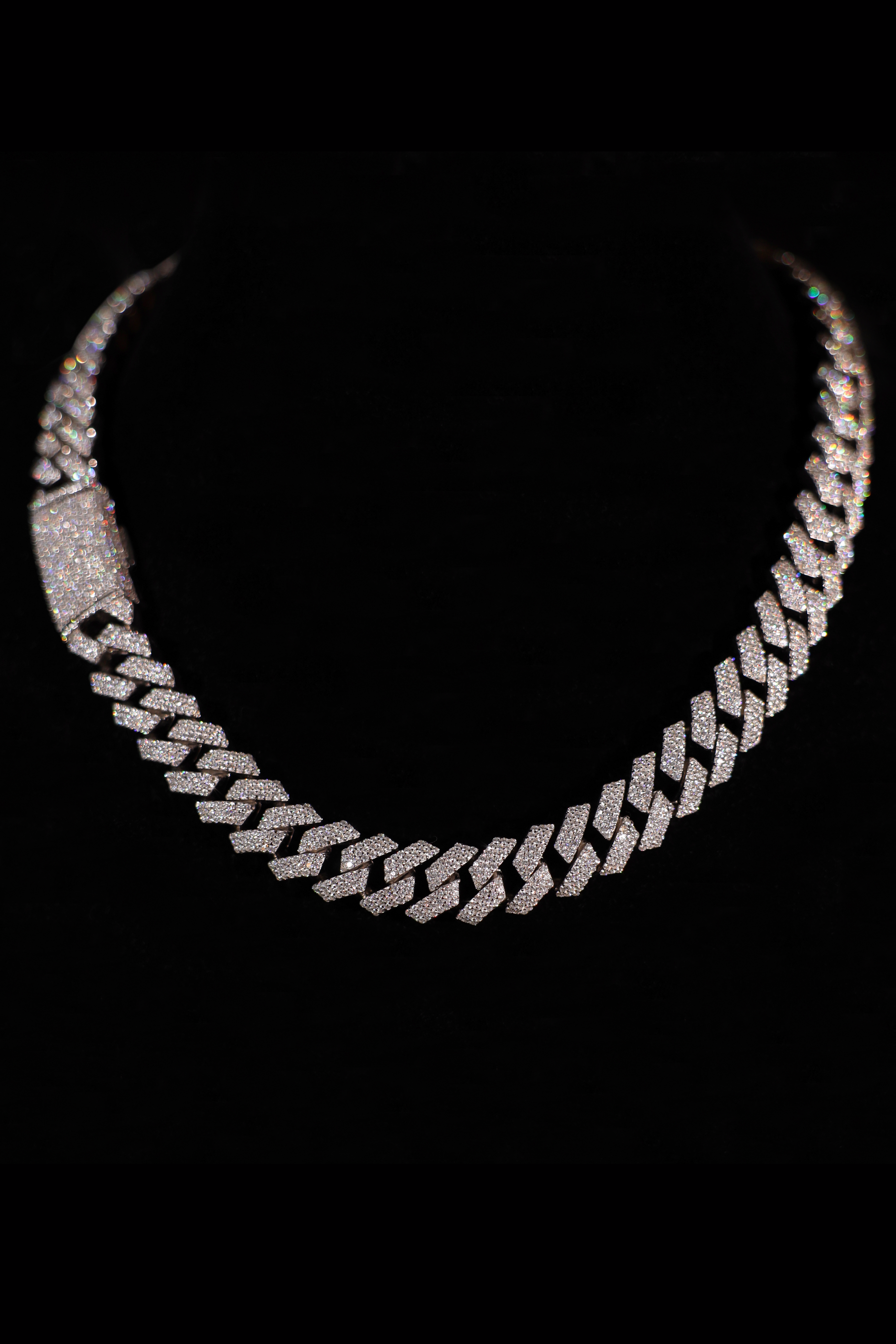 15mm Prong Cuban Link Chain (White Gold)