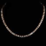 5mm Round & Emerald Cut Tennis Necklace (Gold)