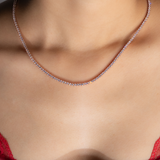 Micro Tennis Necklace in Rose Gold