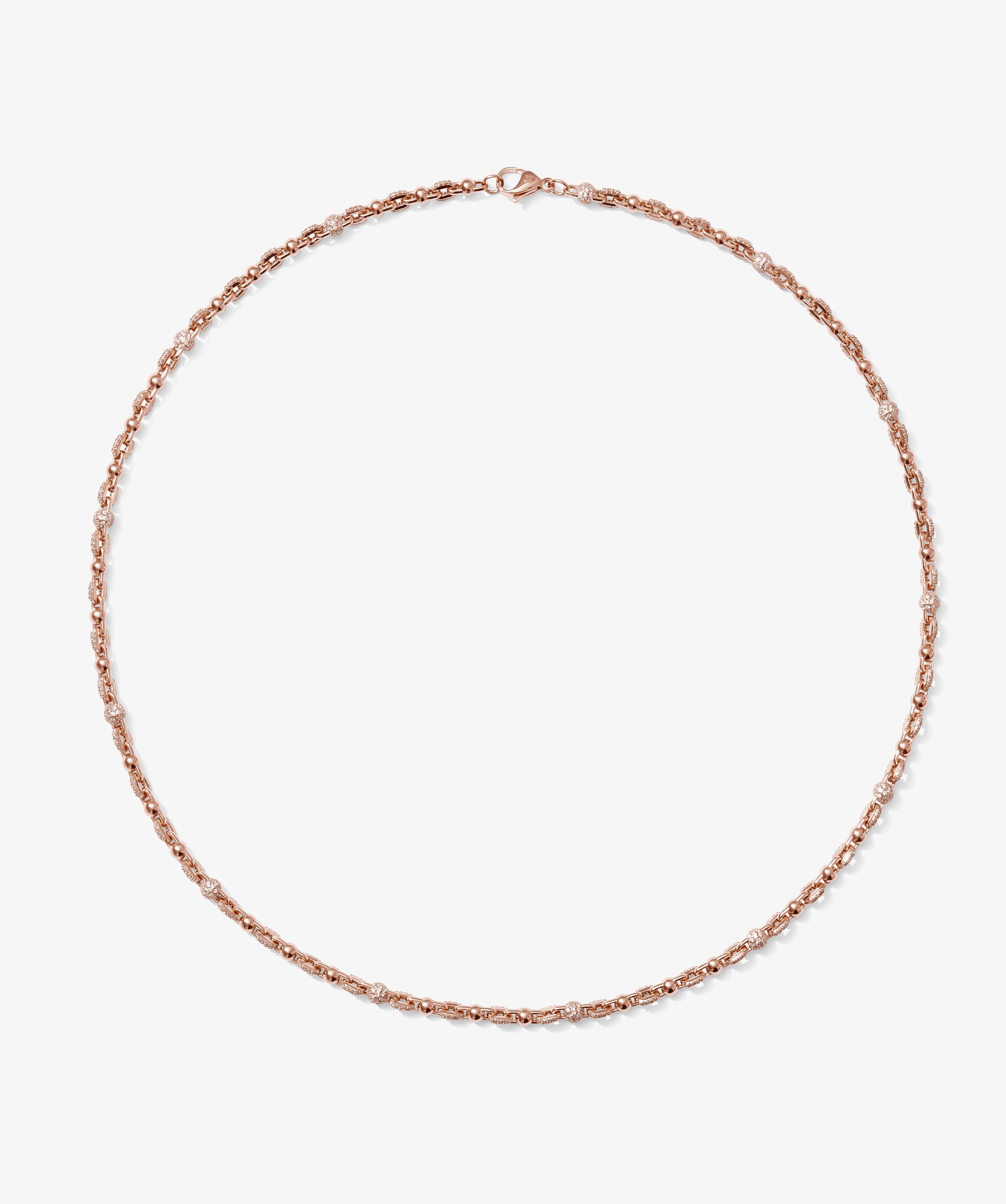 Alternating Iced Ball Chain — Rose Gold view 1 | colour:rose