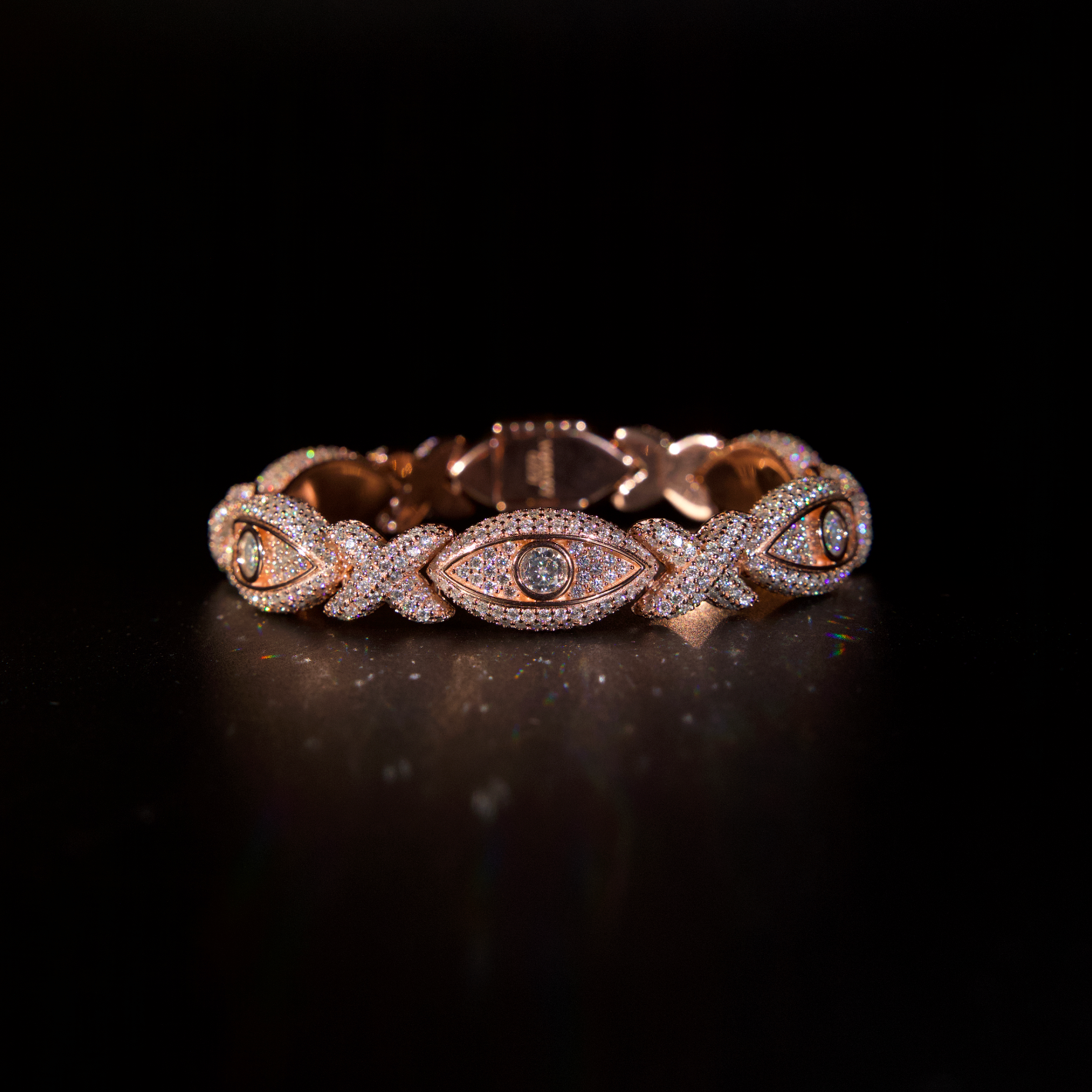 Evil Eye Cuban Bracelet (Rose Gold)