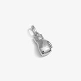 ICED London silver boxing glove charm pendant with polished, reflective finish.