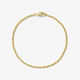 ICED London gold twisted rope bracelet with lobster clasp on a white background.