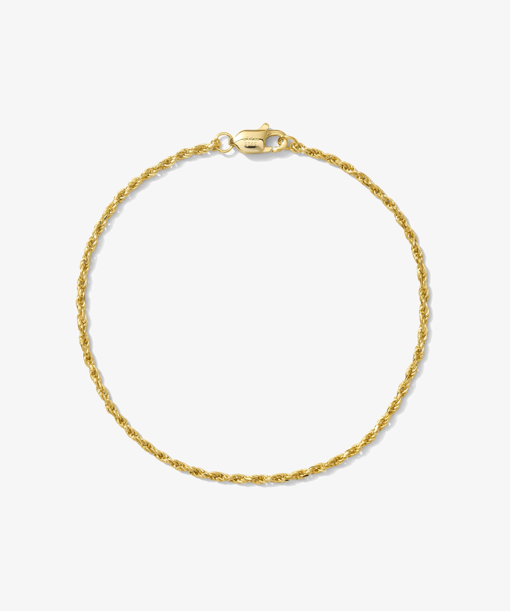 ICED London gold twisted rope bracelet with lobster clasp on a white background.