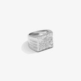 Floral Signet Ring — White Gold studio view | colour:white