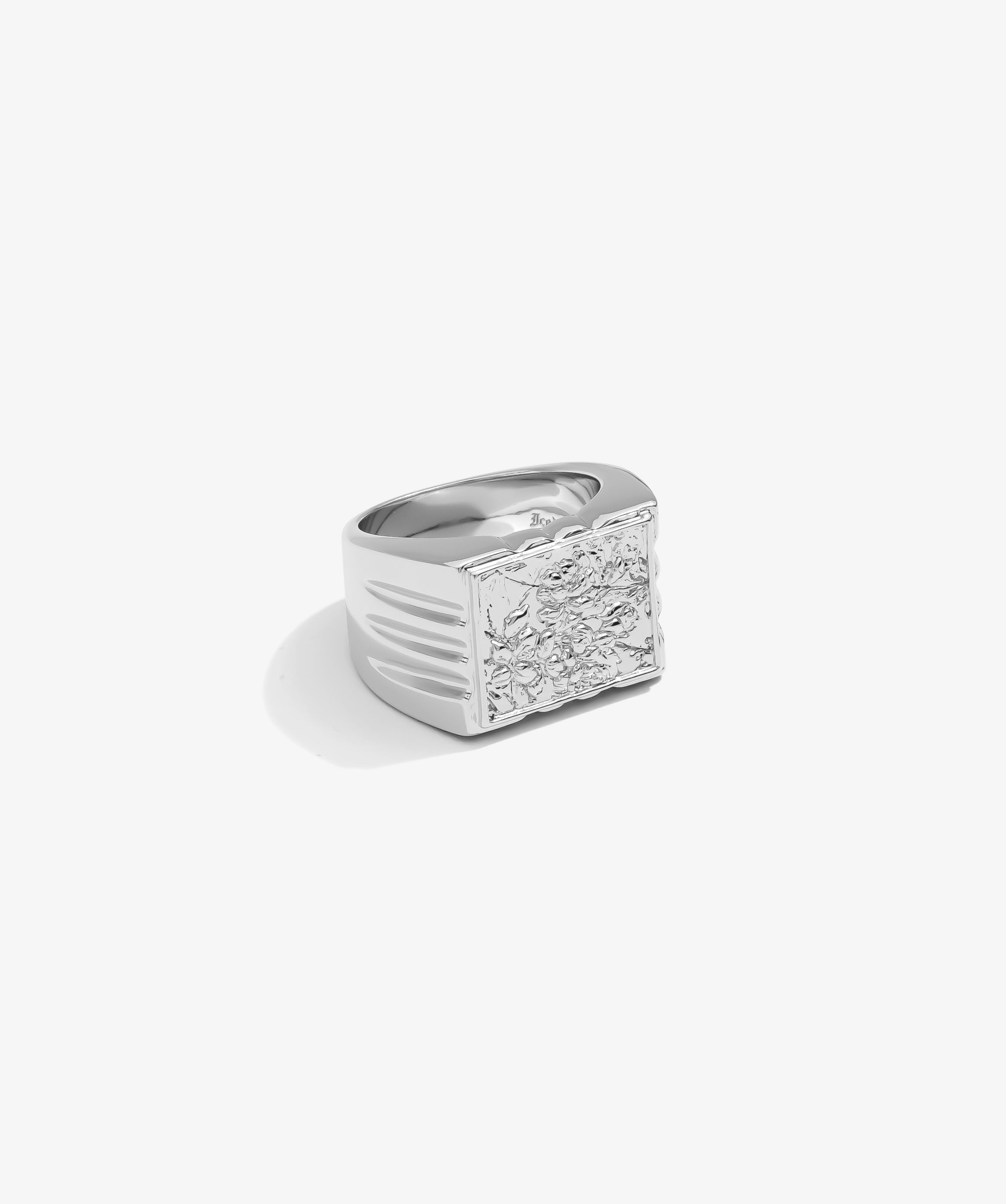 Floral Signet Ring — White Gold studio view | colour:white