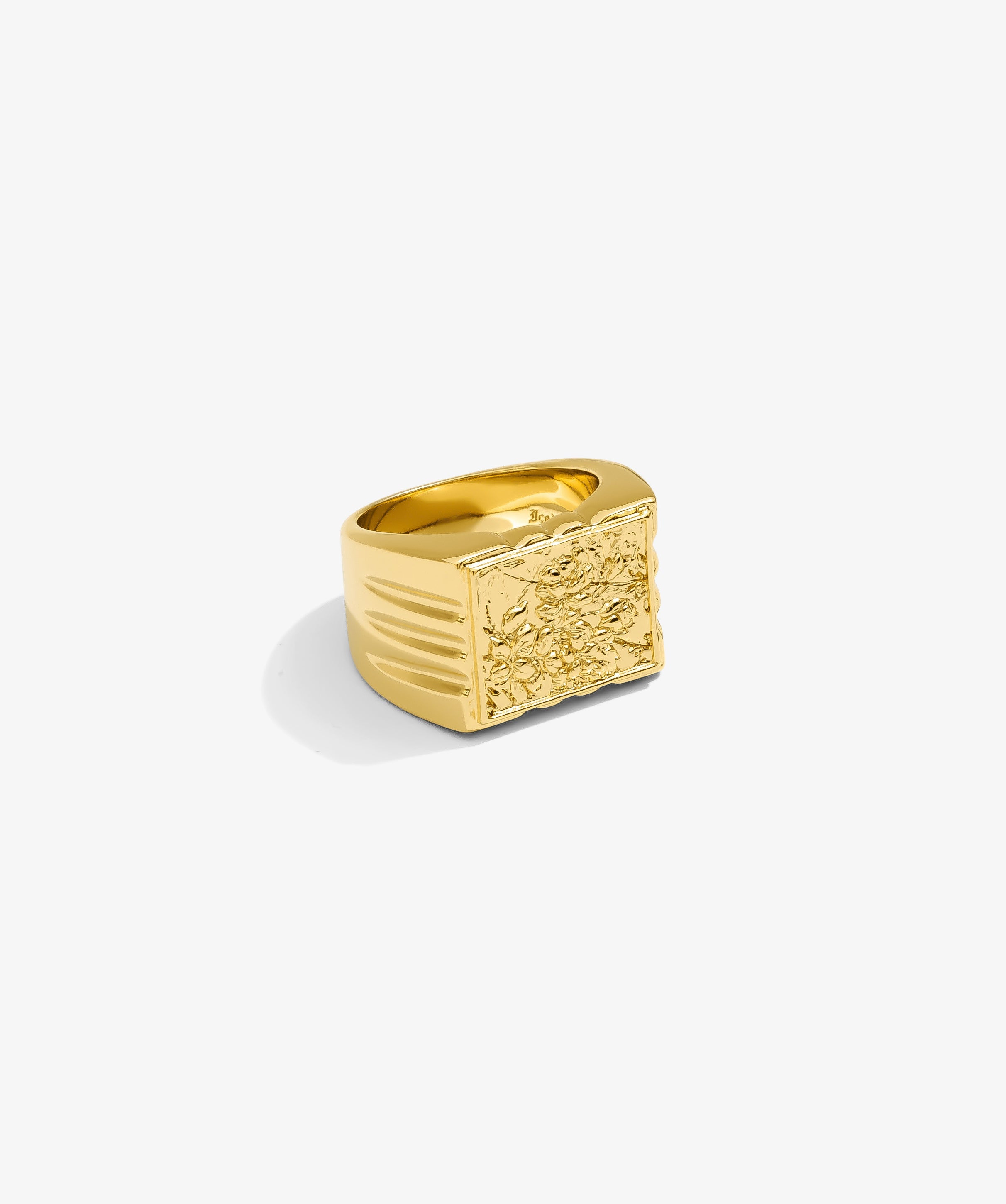 Floral Signet Ring — Yellow Gold studio view | colour:yellow