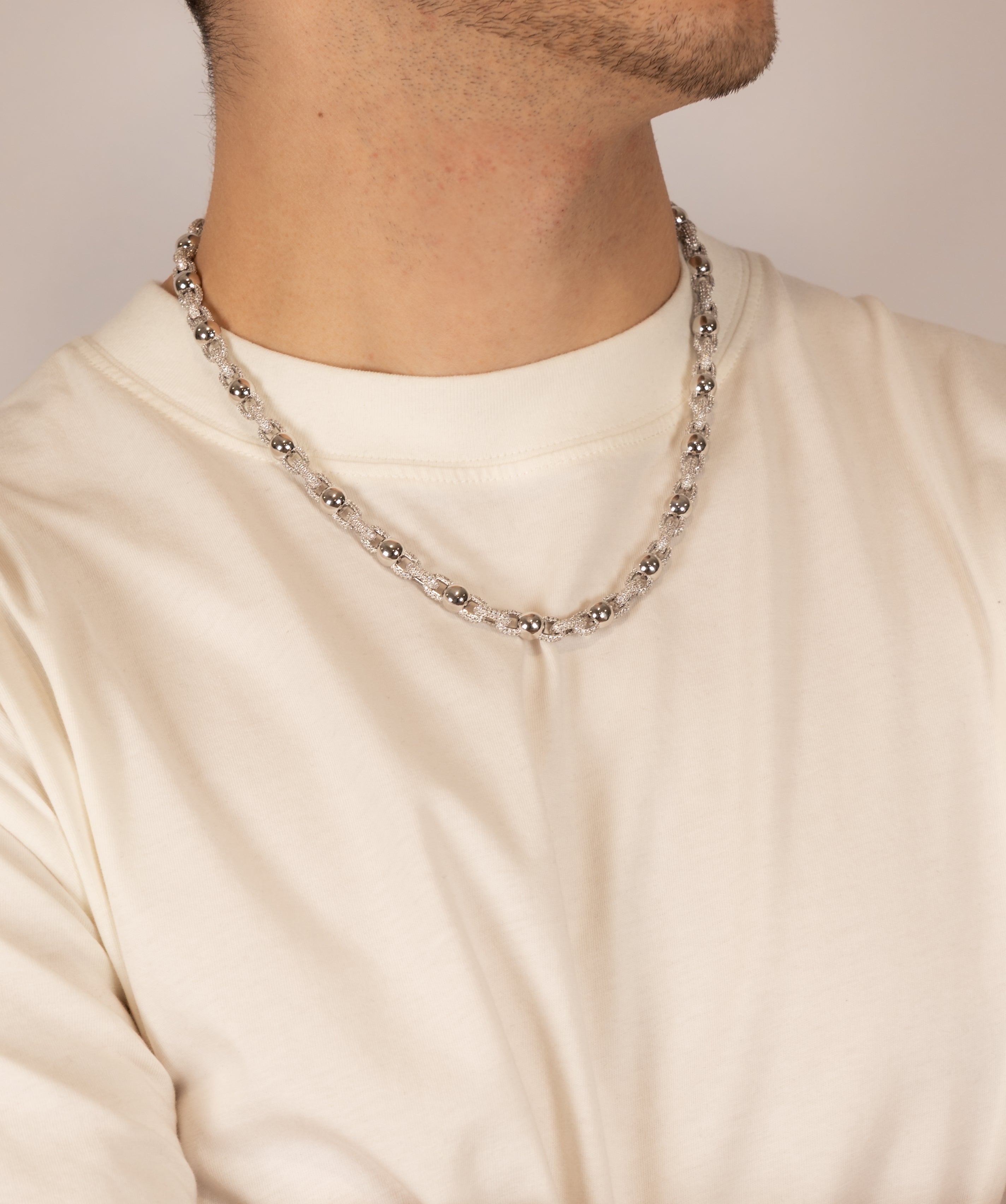Half-Set Ball Chain — White Gold view 3 | colour:white