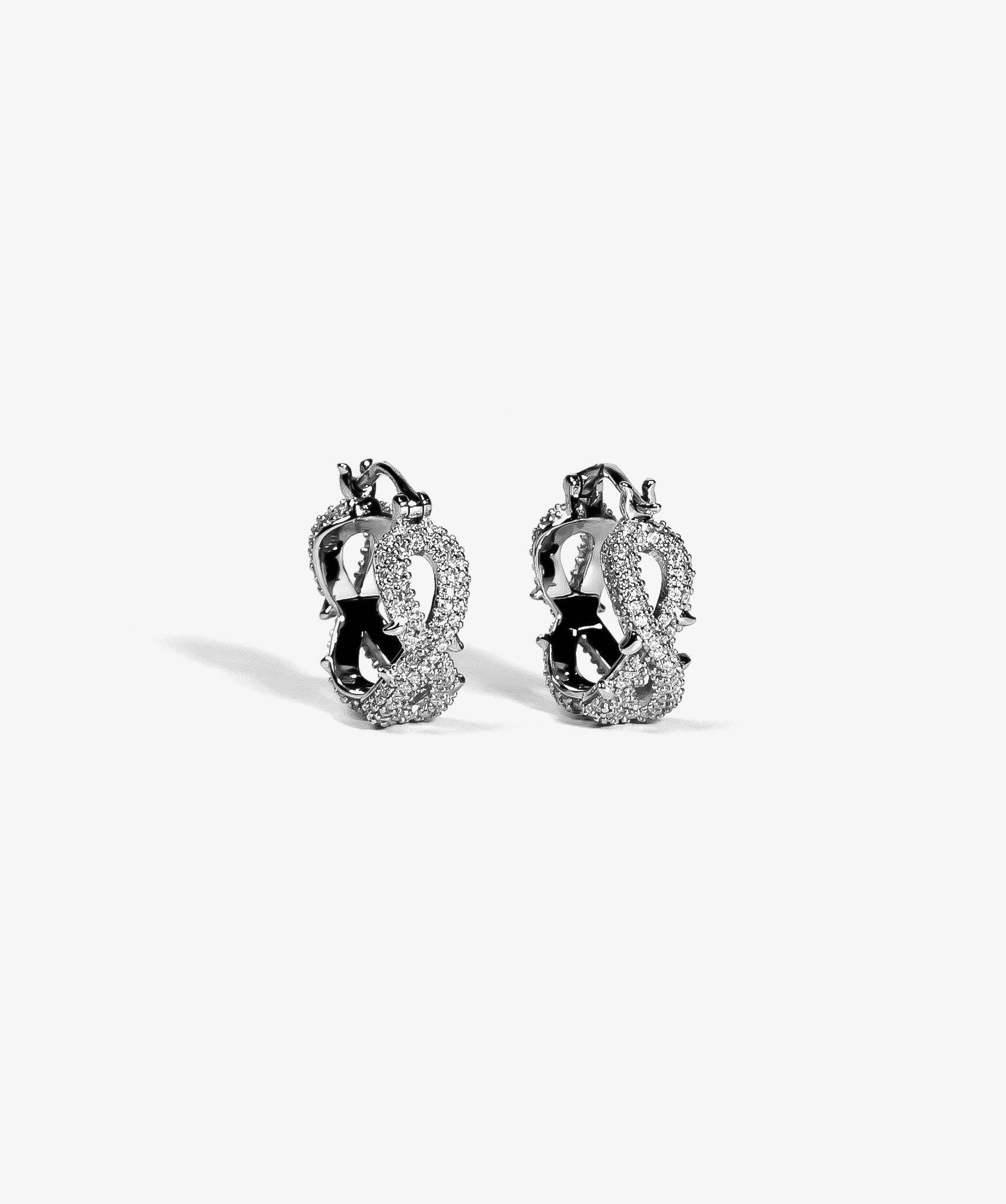 Iced Infinity Thorn Earrings — White Gold view 1 | colour:white