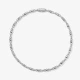 ICED London silver bracelet with alternating beads and pavé links, diamond accents, elegant clasped chain jewelry.