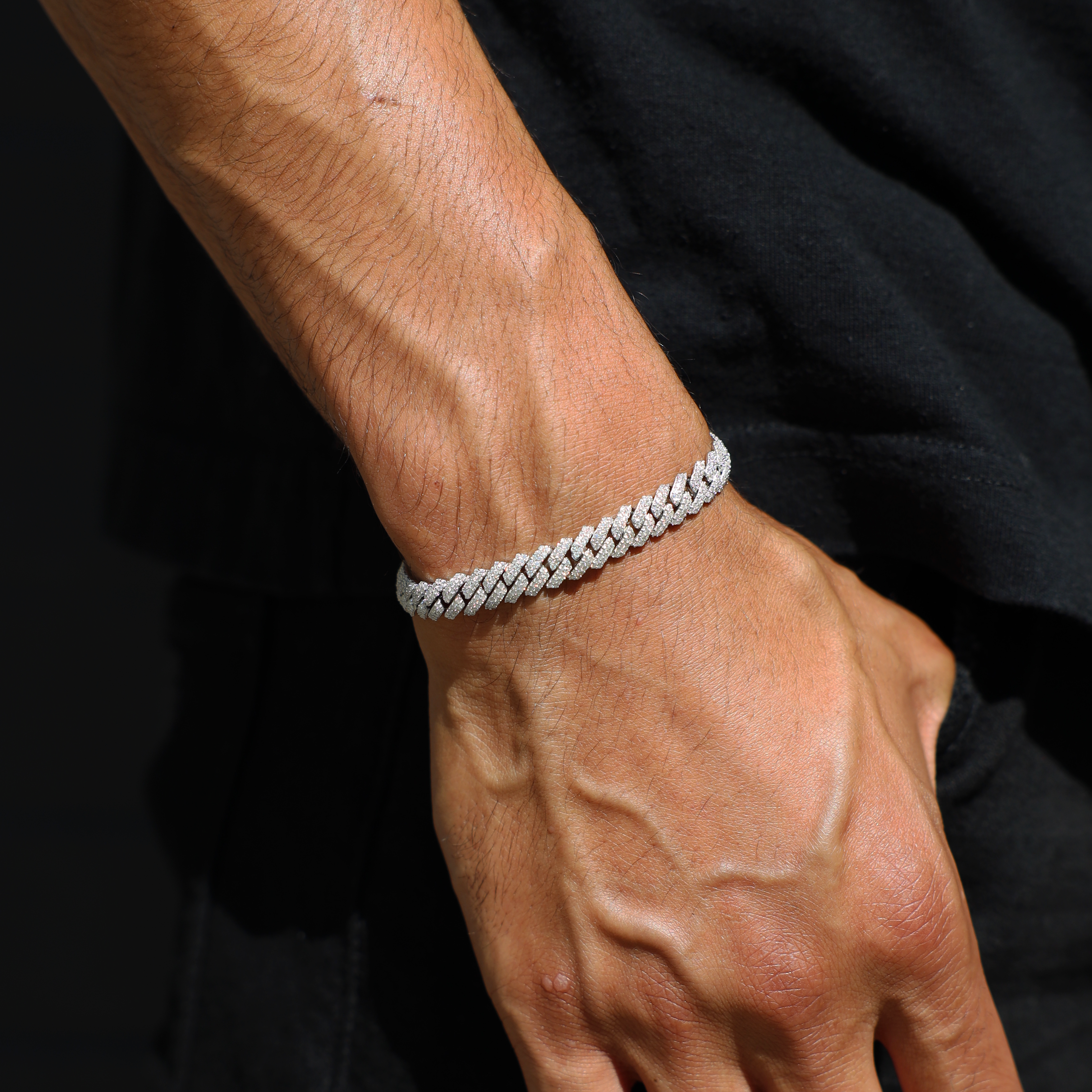 8mm Prong Cuban Link Bracelet (Silver)