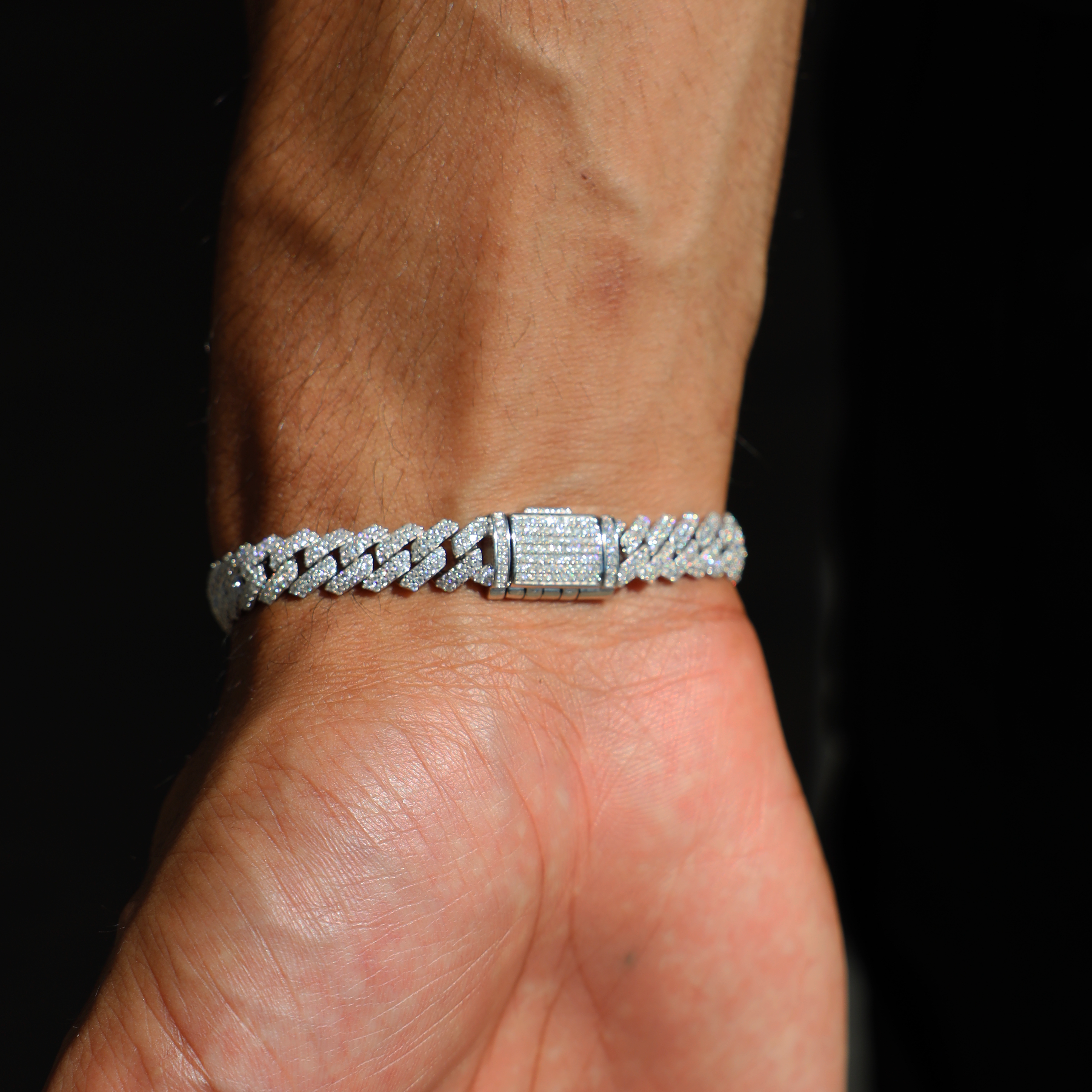 8mm Prong Cuban Link Bracelet (Silver)