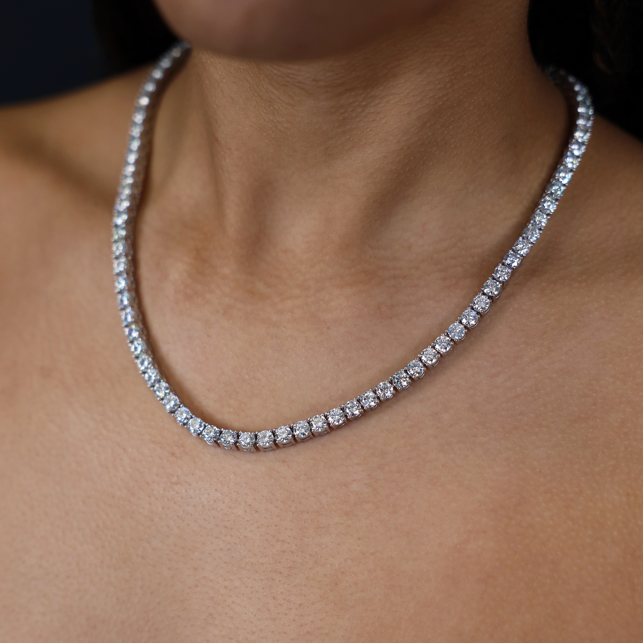 5mm Tennis Necklace in White Gold