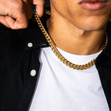 Gold Cuban Link Chain, 10mm Miami Cuban Link Bracelet in White Gold