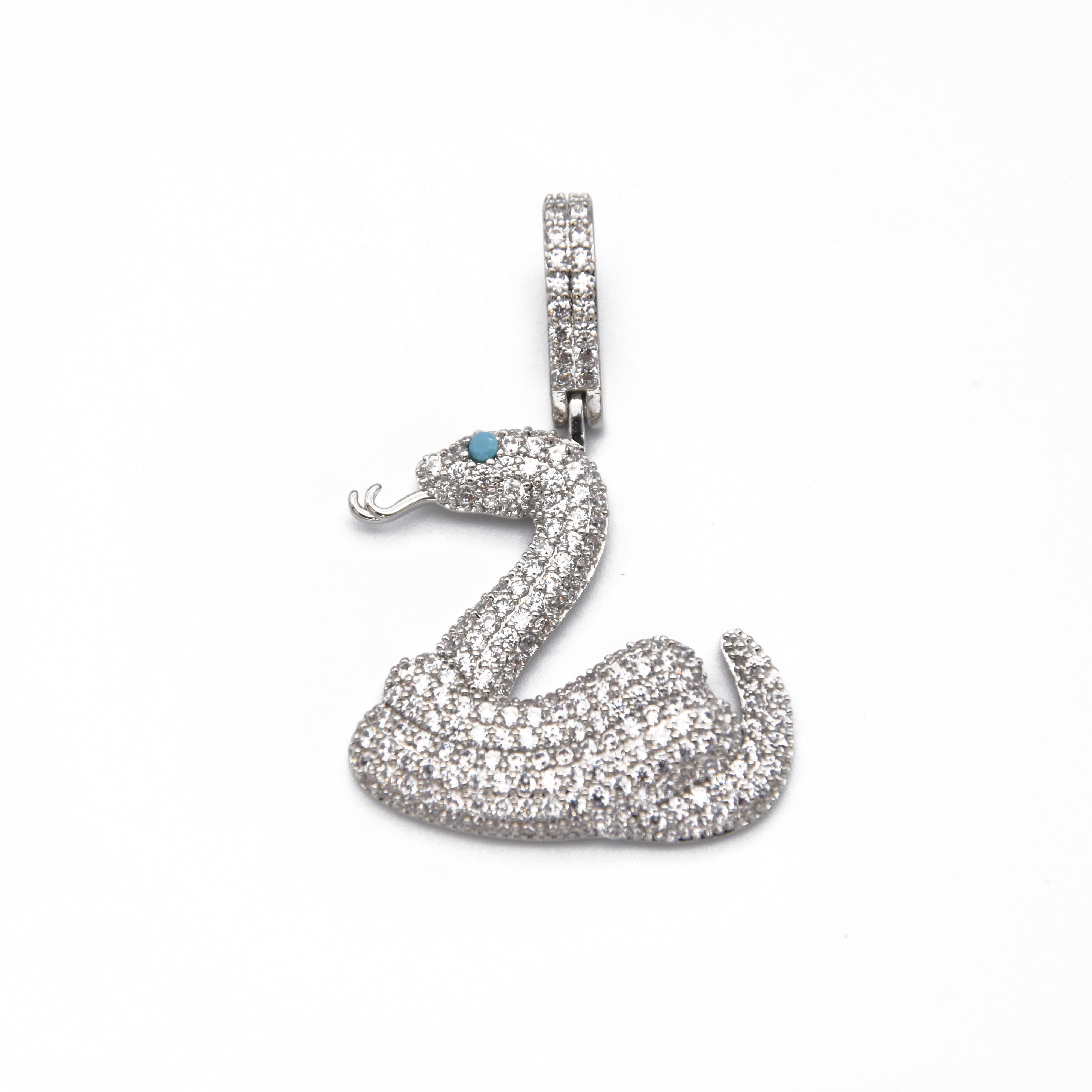 Iced Snake Pendant in White Gold