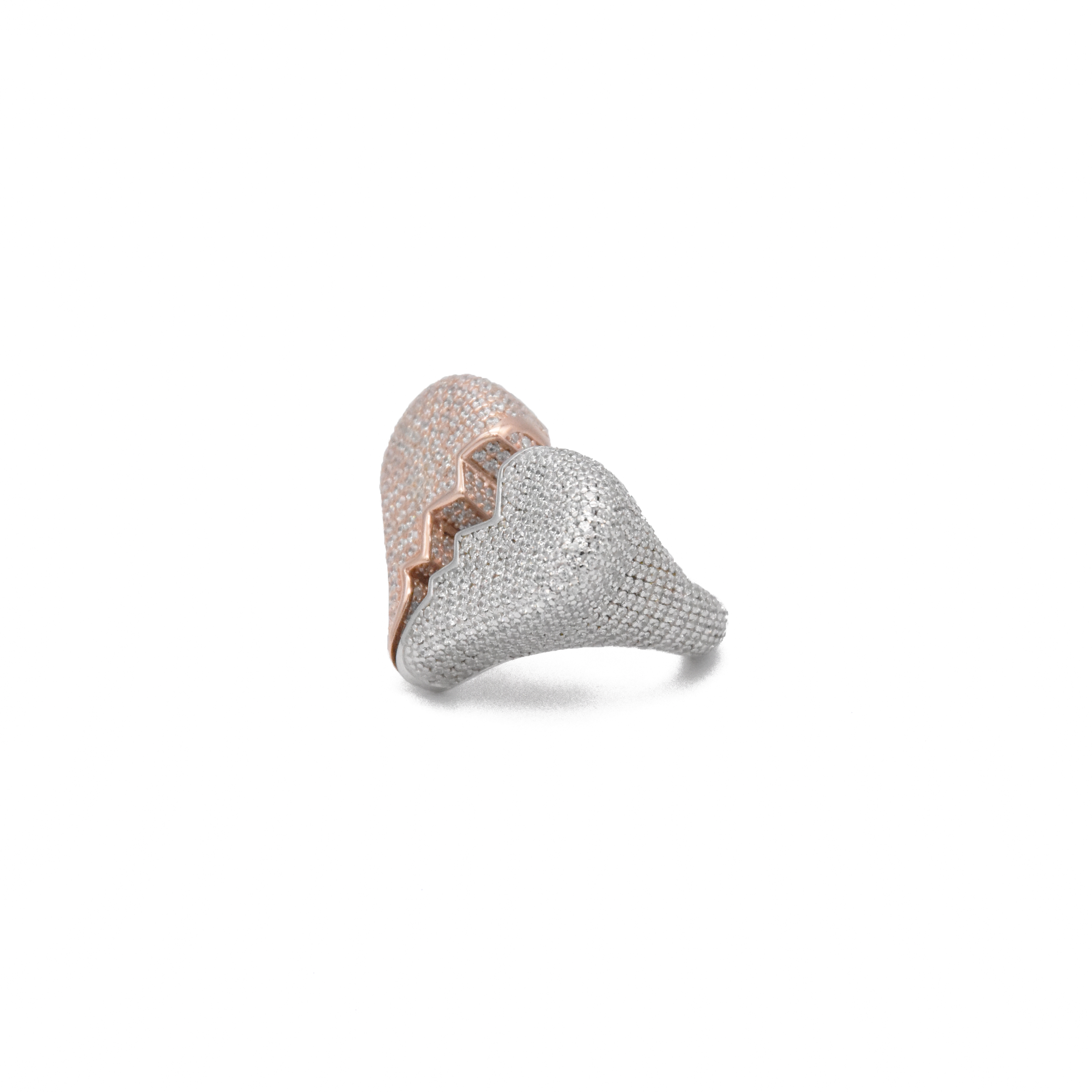 Two-Tone Diamond Broken Heart Ring