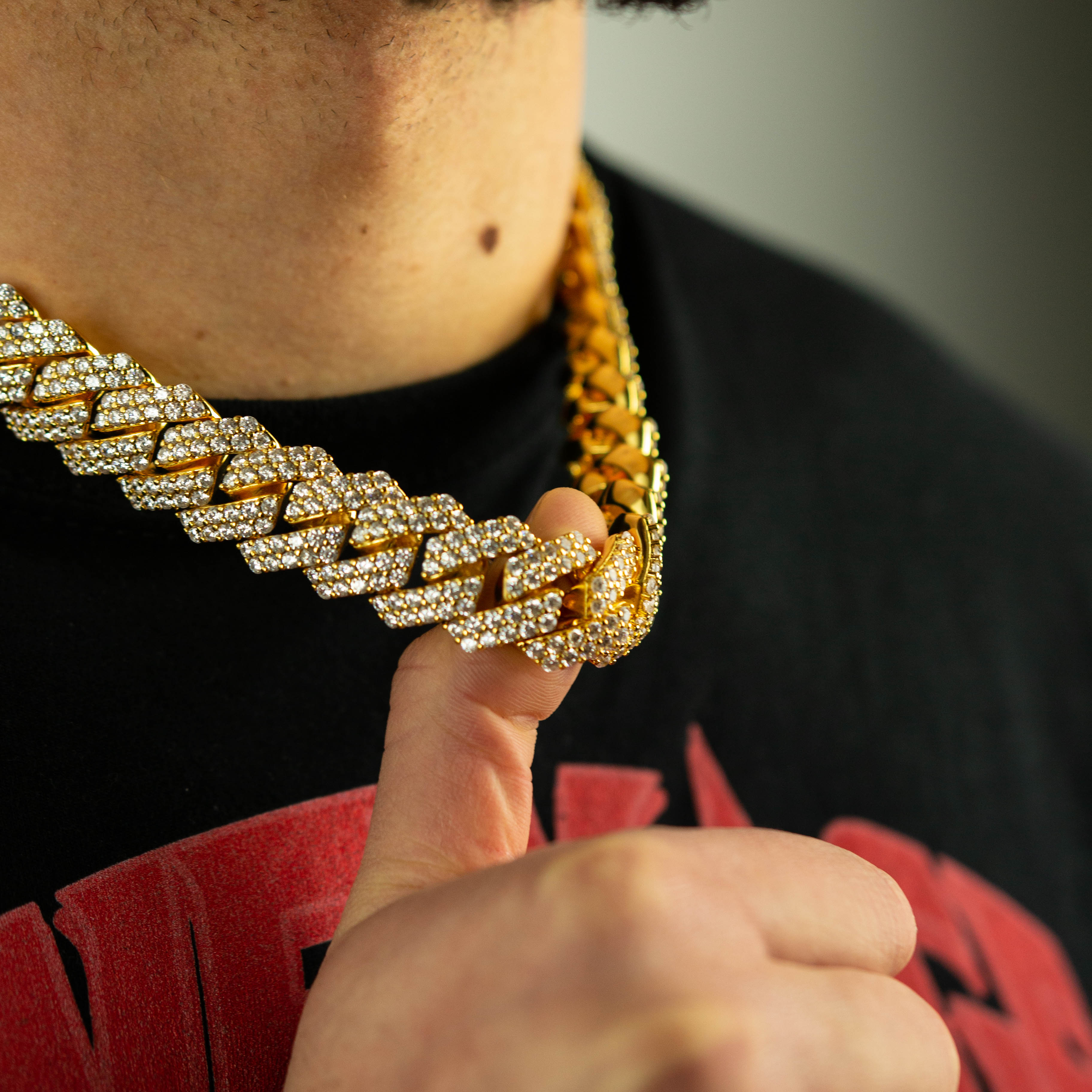 19mm Cuban Link Chain, 19mm Diamond Prong Link Chain