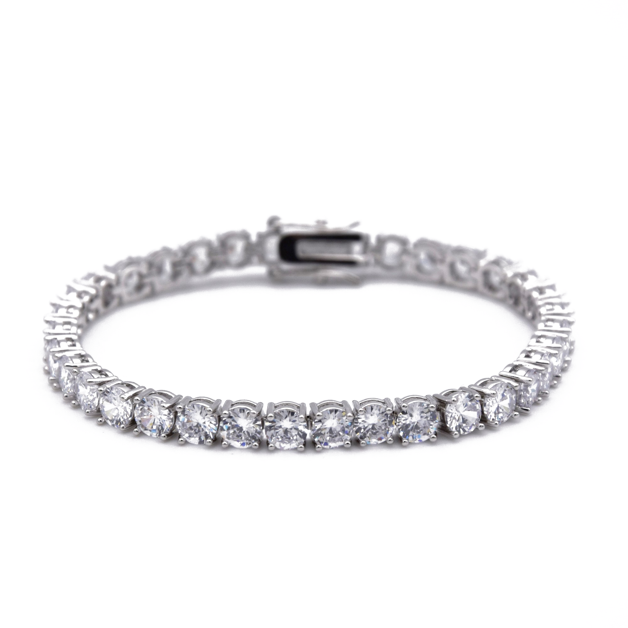 3mm Round-Cut Tennis Bracelet in White Gold