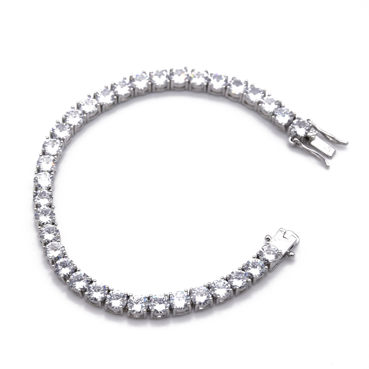 4mm Round-Cut Tennis Bracelet in White Gold